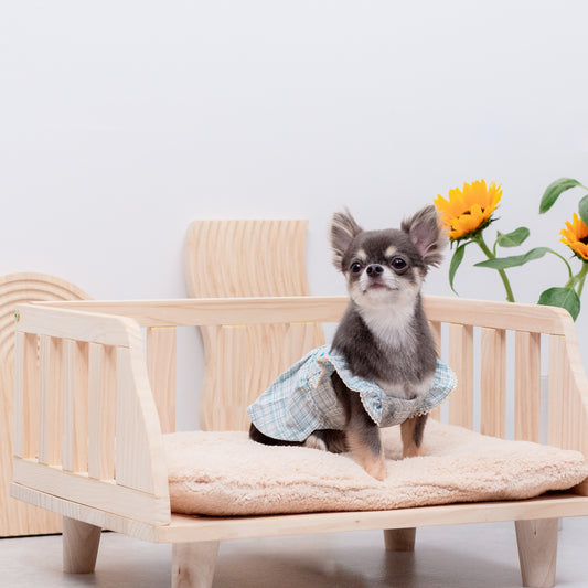 花柄フリルチェックワンピース