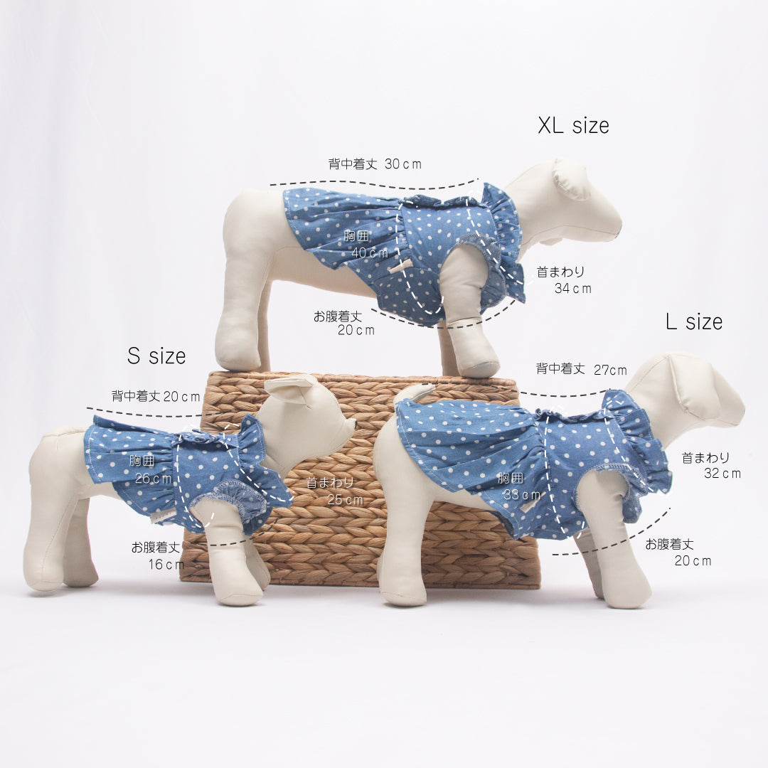 デニム風ドットワンピース