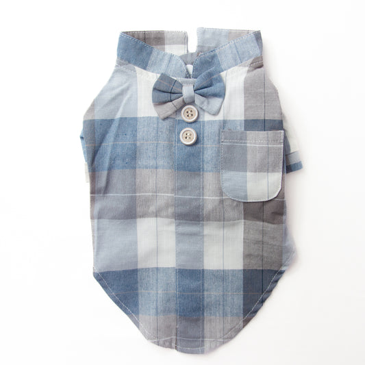 蝶ネクタイ風チェックシャツ