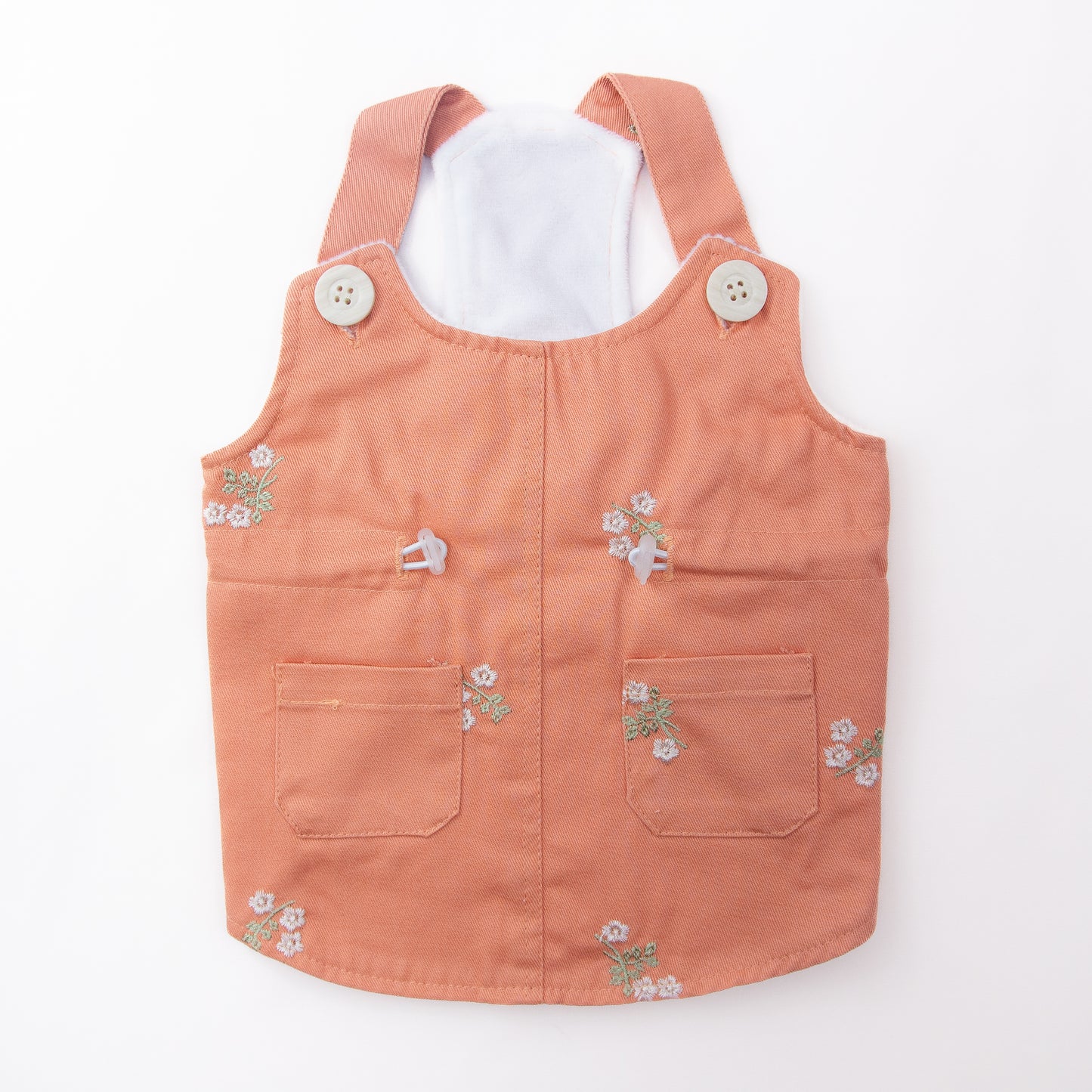 花柄刺繍エプロンワンピース