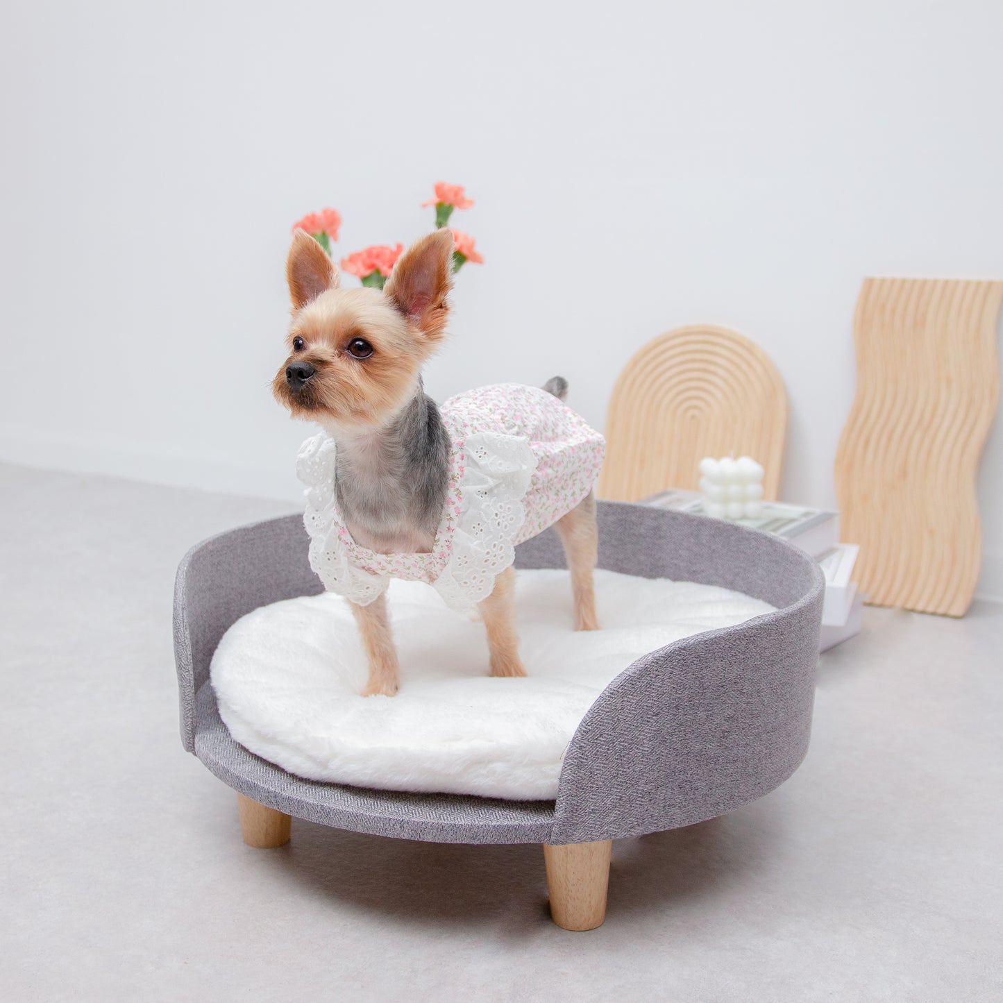 小花柄レースワンピース