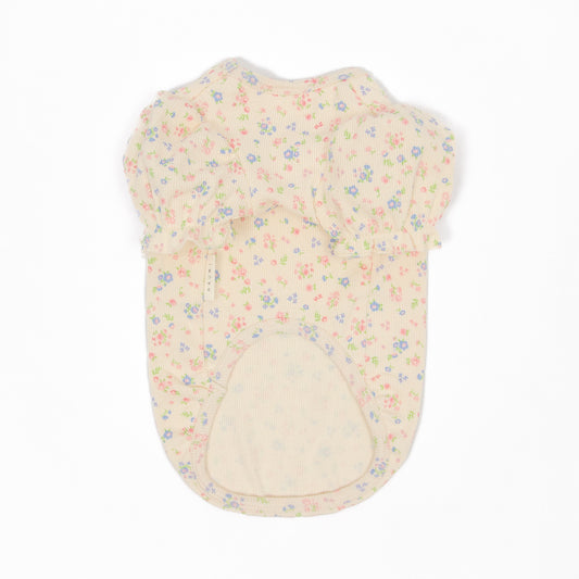 小花柄パフスリーブシャツ