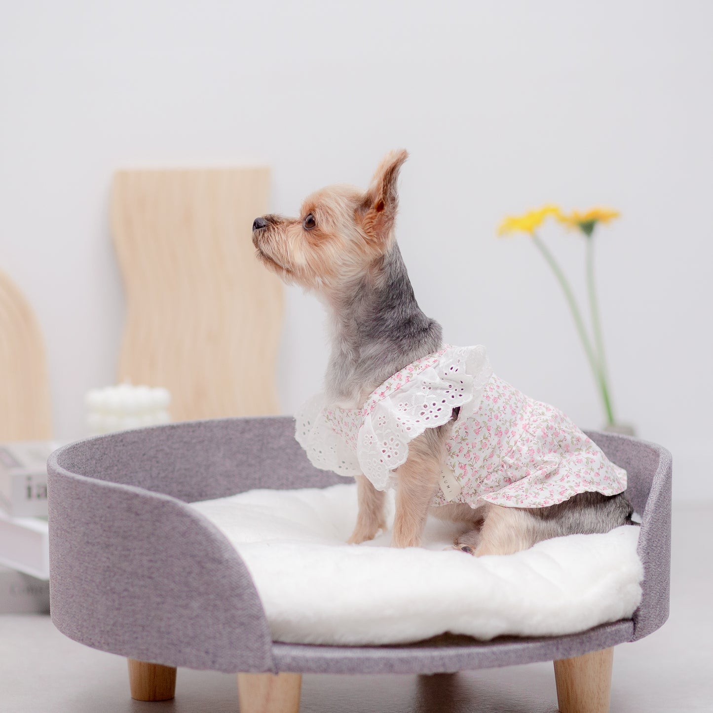 小花柄レースワンピース