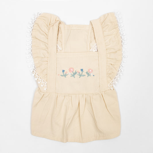 フラワーリネン刺繍ワンピース