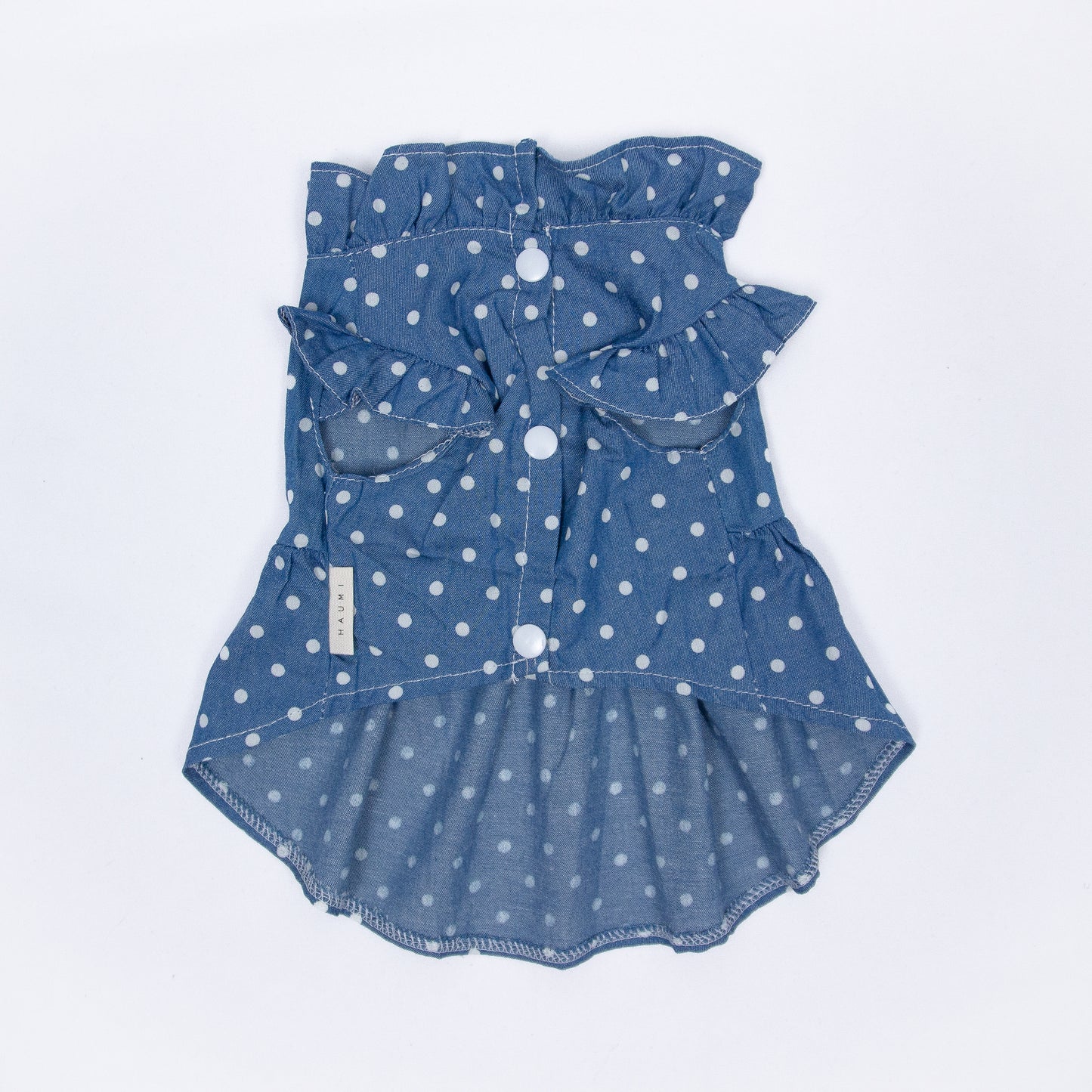 デニム風ドットワンピース