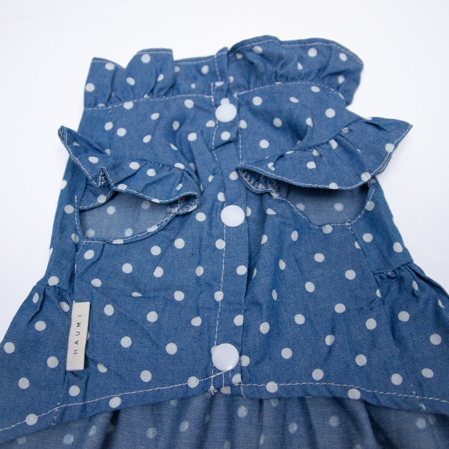デニム風ドットワンピース