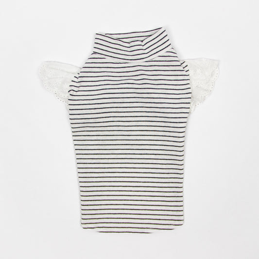 袖フリルボーダーカットソー