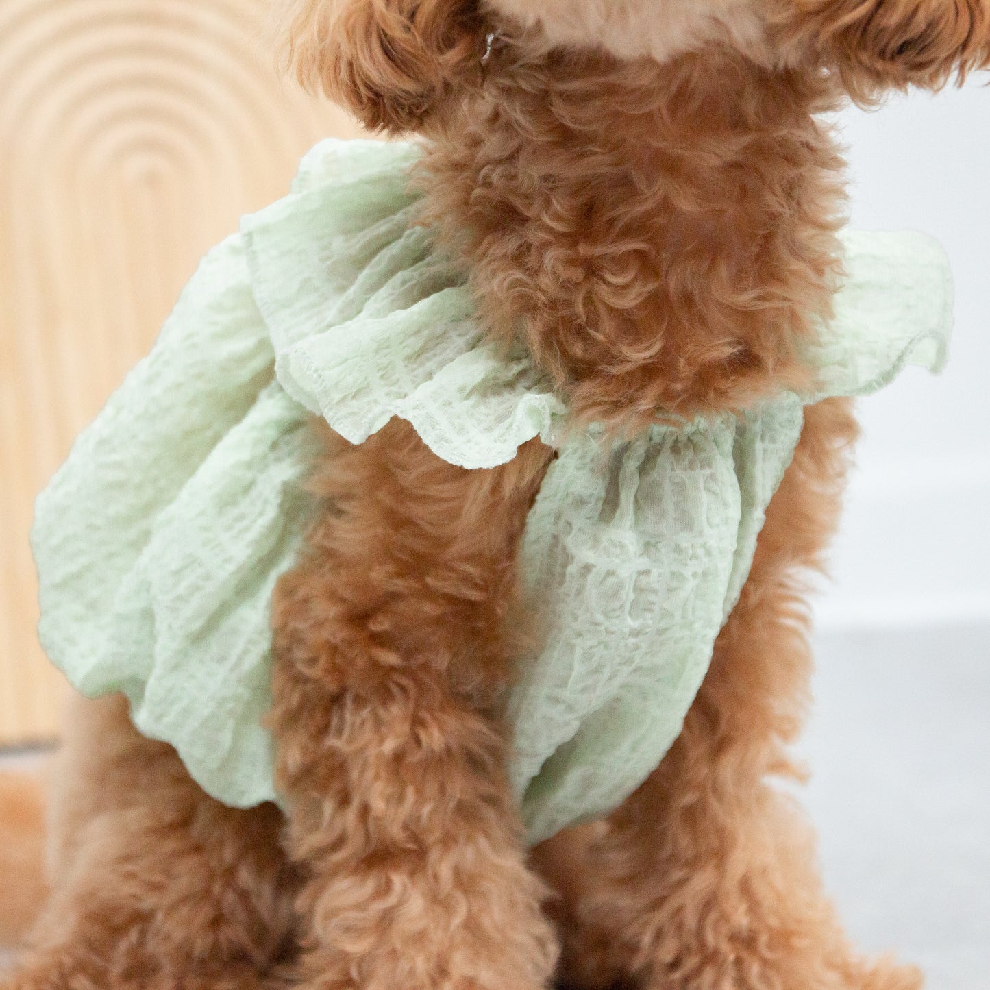 くすみグリーンフリルワンピース