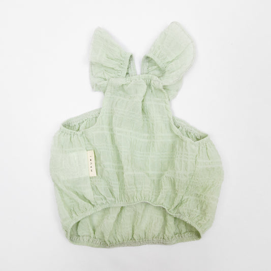 くすみグリーンフリルワンピース